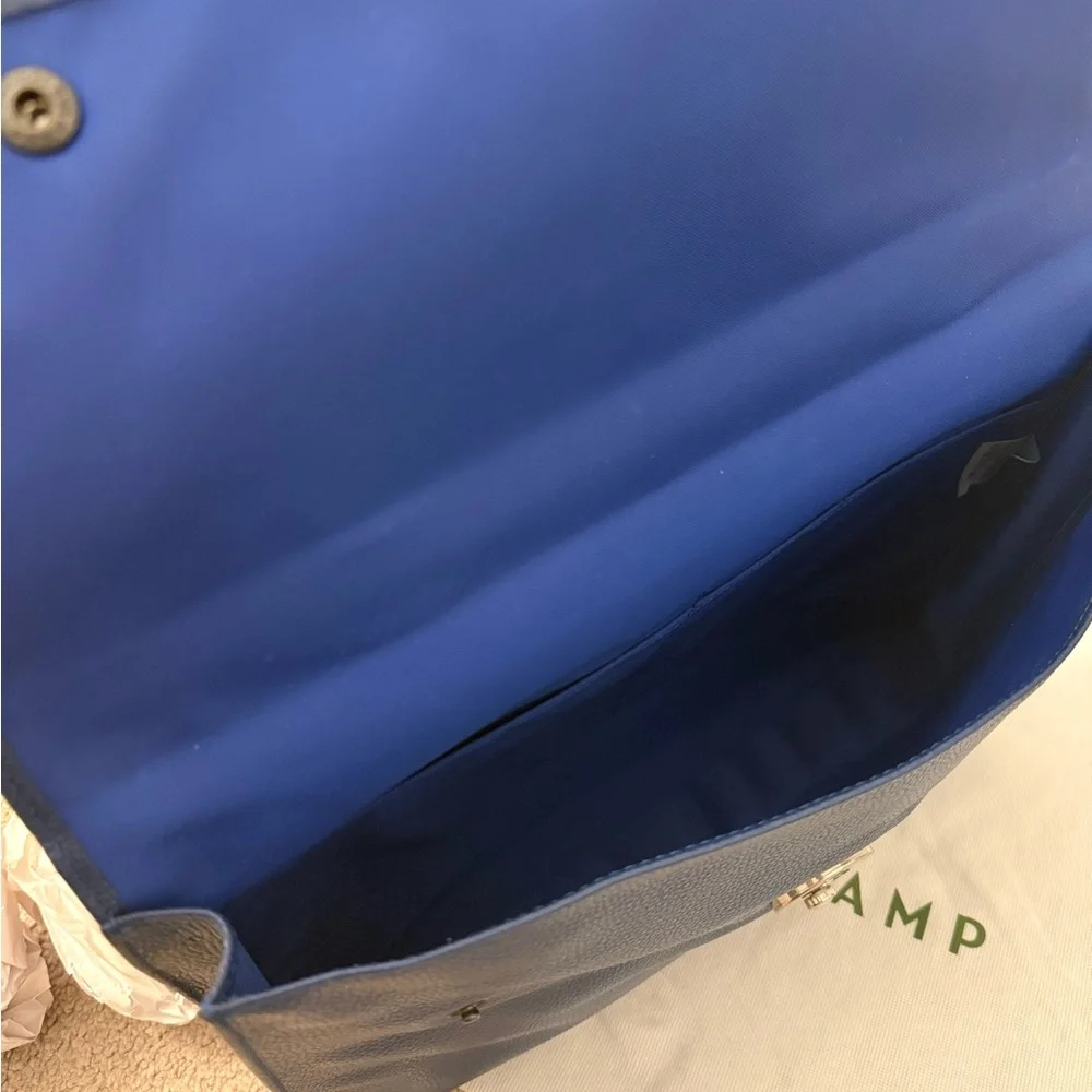 Longchamp Blue Pebbled Leather Briefcase with Lock and Keys - Picture 5 of 6